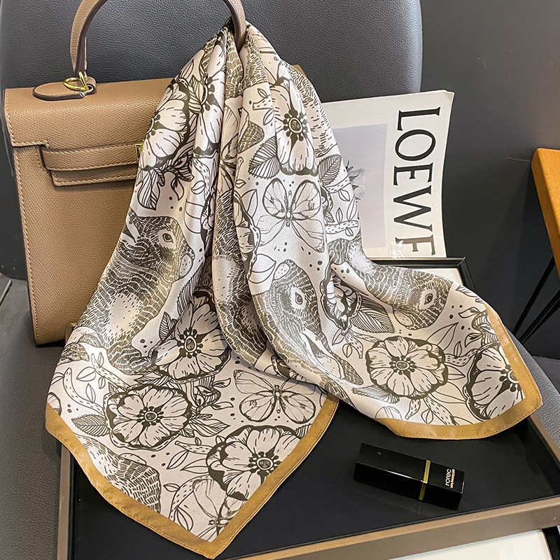 Women Accessories Brands - แบรนด์หรู100% ผ้าไหมผ้าพันคอสี่เหลี่ยมจัตุรัสผู้หญิง Neckerchief นาฬิกาข้อมือออกแบบ Shawl สุภาพสตรี