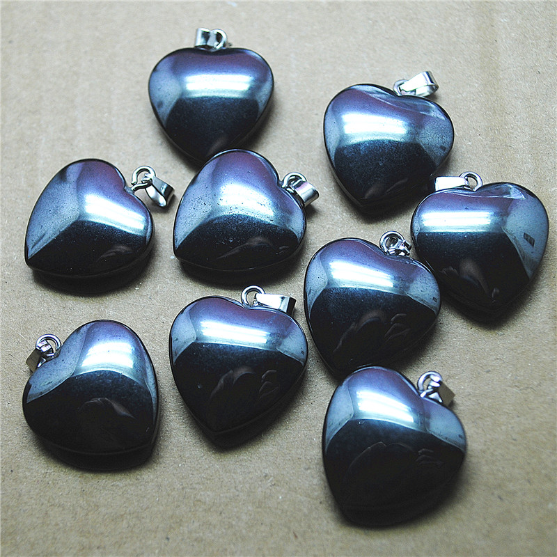 Women'S Accessories Nz - 12PCS ใหม่ผู้หญิงจี้ธรรมชาติสีดํา Hemitate หินรูปหัวใจ 20 มม.สําหรับแฟชั่นเครื่องประดับทําอุปกรณ์