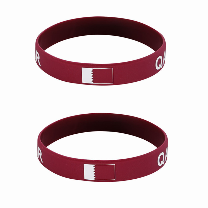 Women Accessories Qatar - สายรัดข้อมือสำหรับผู้ชายผู้หญิงยางรัดเครื่องประดับแฟชั่น2ชิ้นลายธงกาตาร์สำหรับเล่นเกมกีฬาสร้อยซิลิโคน