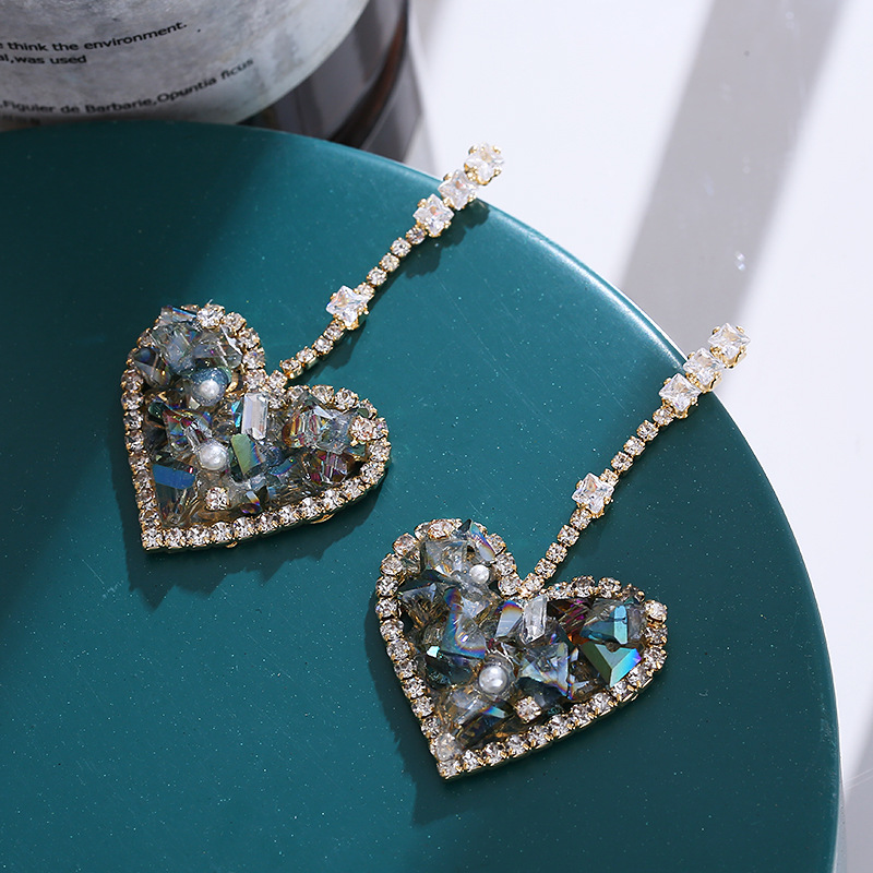 Women'S Accessories Nz - ใหม่ระดับไฮเอนด์เรียบง่ายคริสตัลรูปหัวใจต่างหูแฟชั่นเกาหลีเครื่องประดับเซ็กซี่ผู้หญิงต่างหูปาร์ตี้อุปกรณ์เสริม