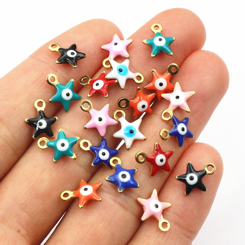 Evil Eye Bracelet - 20Pcs 10X8.5มม. เคลือบ Evil Eyes Star