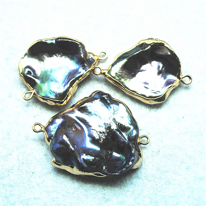 Women'S Accessories Nz - 2PCS ธรรมชาติ Oyster ไข่มุกน้ําจืดตัวเชื่อมต่อขนาดใหญ่สีเทาสี 20-30 มม.สําหรับสร้อยคอผู้หญิง