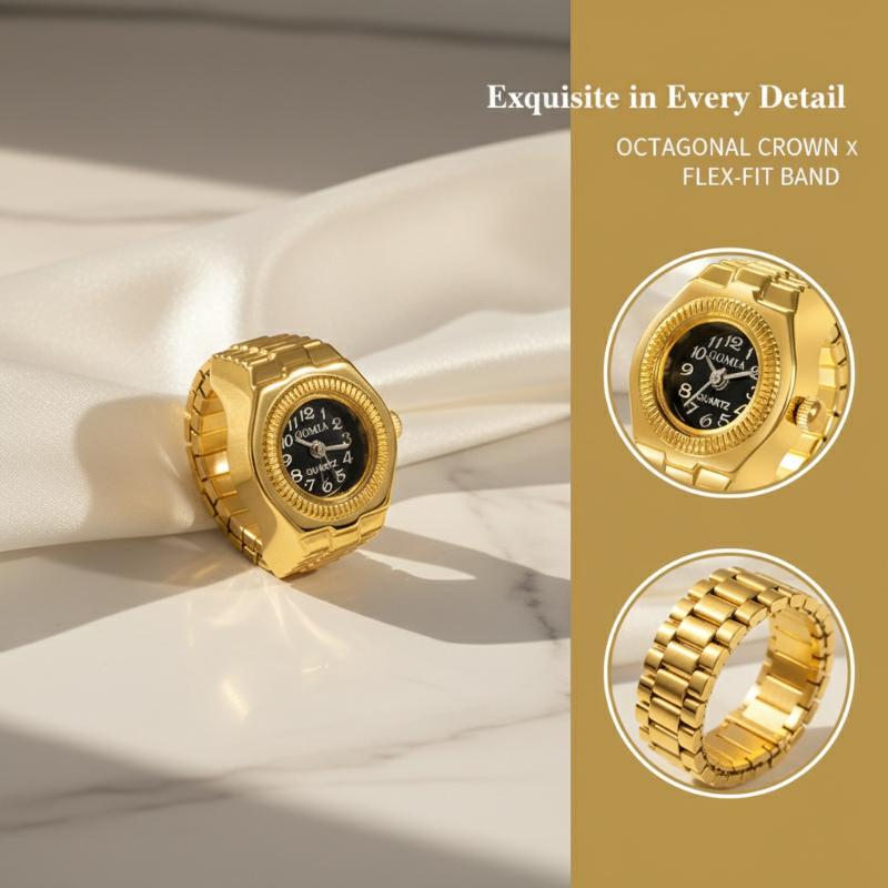 Women'S Accessories To Wear With Watch - นาฬิกาควอตซ์หน้าปัดทรงสี่เหลี่ยมสไตล์พังก์ ดีไซน์วงแหวนปรับได้ สำหรับผู้หญิง ผู้ชาย คู่รัก เครื่องประดับแฟชั่นสำหรับสวมใส่ในชีวิตประจำวัน
