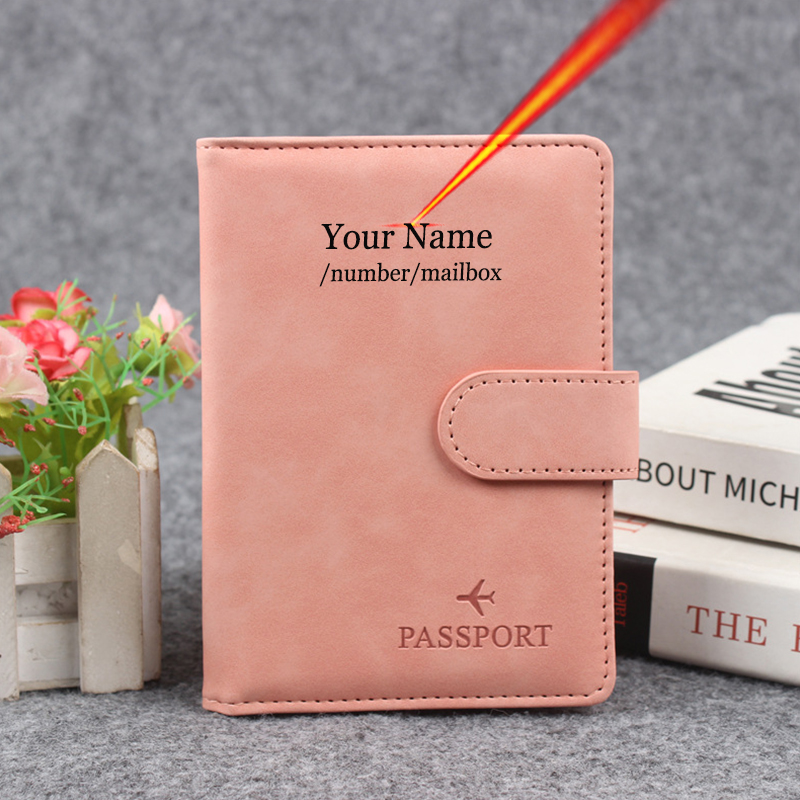 Women'S Accessories Wallet - ปุ่มแม่เหล็กปกหนังสือเดินทางปรับแต่งชื่อบนฝาครอบ Rfid กระเป๋าสตางค์ผู้ชายผู้หญิงสําหรับหนังสือเดินทางกระเป๋าสตางค์หนังสือเดินทางกระเป๋า