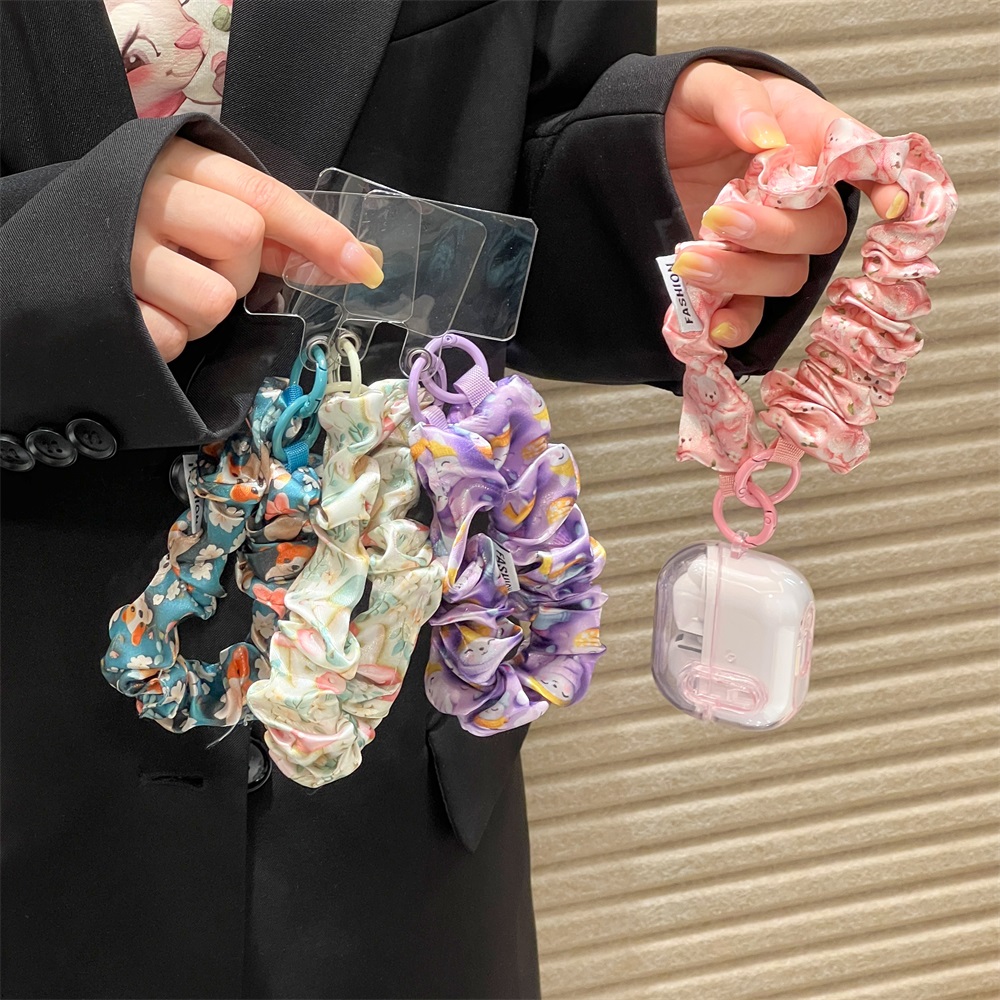Women'S Key Accessories - สายคล้องโทรศัพท์แบบสกรันชีผ้าไหมซาตินสำหรับผู้หญิง พร้อมคลิปหนีบ สายคล้องข้อมือ สายคล้องกันหลุด สำหรับพวงกุญแจ หูฟัง