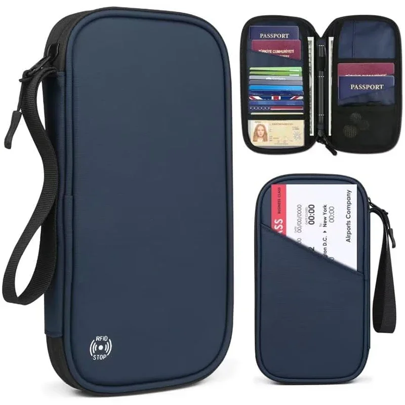 Women'S Accessories Wallet - น้ําหนักเบาครอบครัวหนังสือเดินทางกระเป๋าสตางค์ซิป Oxford เอกสารกระเป๋าที่ถอดออกได้สายรัดข้อมือสําหรับผู้หญิงผู้ชาย