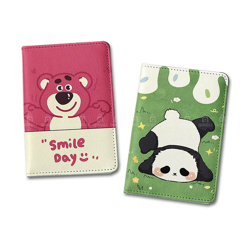 Women'S Accessories Wallet - ปกหนังสือเดินทางลายหมีแพนด้าน่ารัก การ์ตูนหมีสีชมพู ซองใส่บัตรเครดิต ซองใส่หนังสือเดินทางสำหรับผู้หญิง อุปกรณ์เสริมการเดินทาง กระเป๋าใส่หนังสือเดินทาง