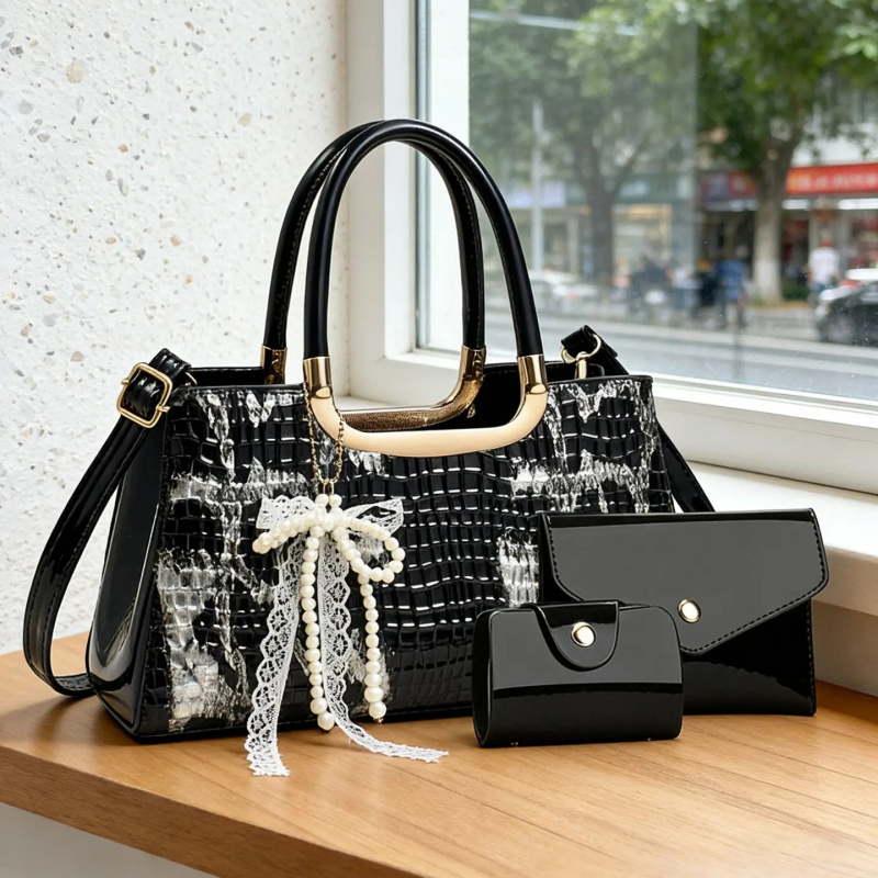 Women Accessories Bag - ชุดกระเป๋าถือสตรี ลายหนังจระเข้ กระเป๋าคลัทช์สำหรับงานกลางคืน กระเป๋าสะพายข้างสำหรับงานปาร์ตี้ เครื่องประดับสตรีระดับไฮเอนด์ ของขวัญสุดเพอร์เฟกต์