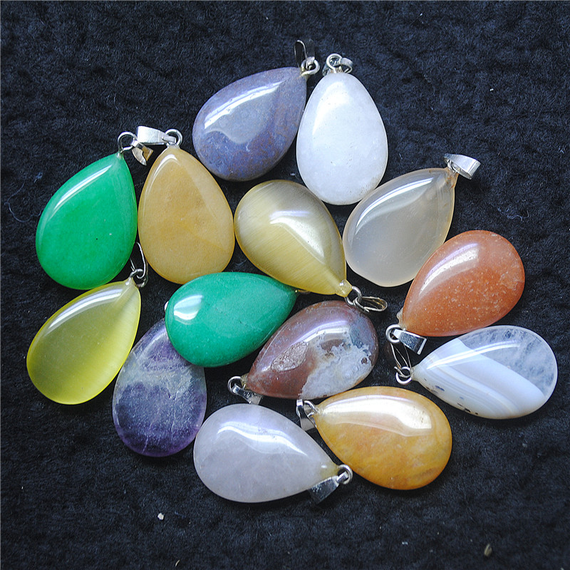 Women'S Accessories Nz - 10PCS Hot น่ารักหินกึ่งมีค่าจี้ 24X17MM Teardrop สําหรับแฟชั่นผู้หญิงสร้อยข้อมือทําอุปกรณ์เสริม