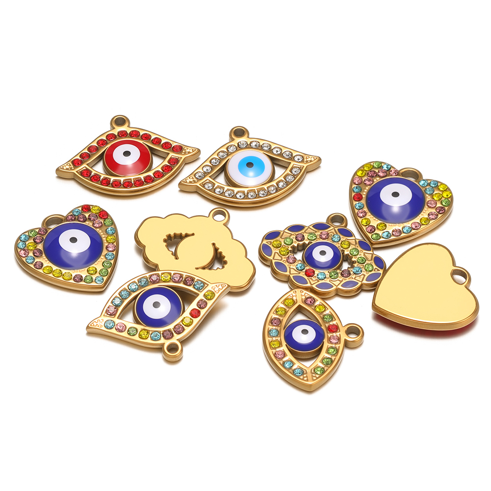 จี้รูปหัวใจเคลือบสีทองลายตาปีศ - Evil Eye Bracelet บทวิจารณ์และราคา
