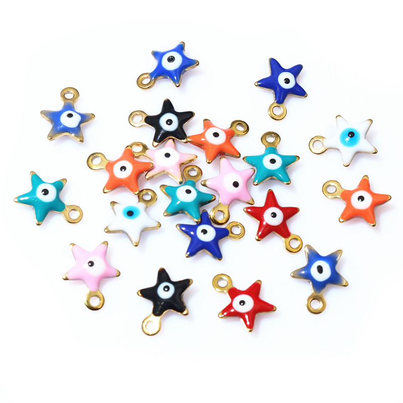20Pcs 10X8.5มม. เคลือบ Evil Ey - Evil Eye Bracelet บทวิจารณ์และราคา