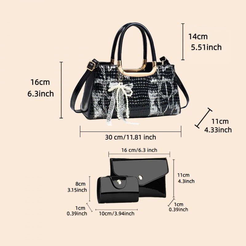 ชุดกระเป๋าถือสตรี ลายหนังจระเข - Women Accessories Bag บทวิจารณ์และราคา