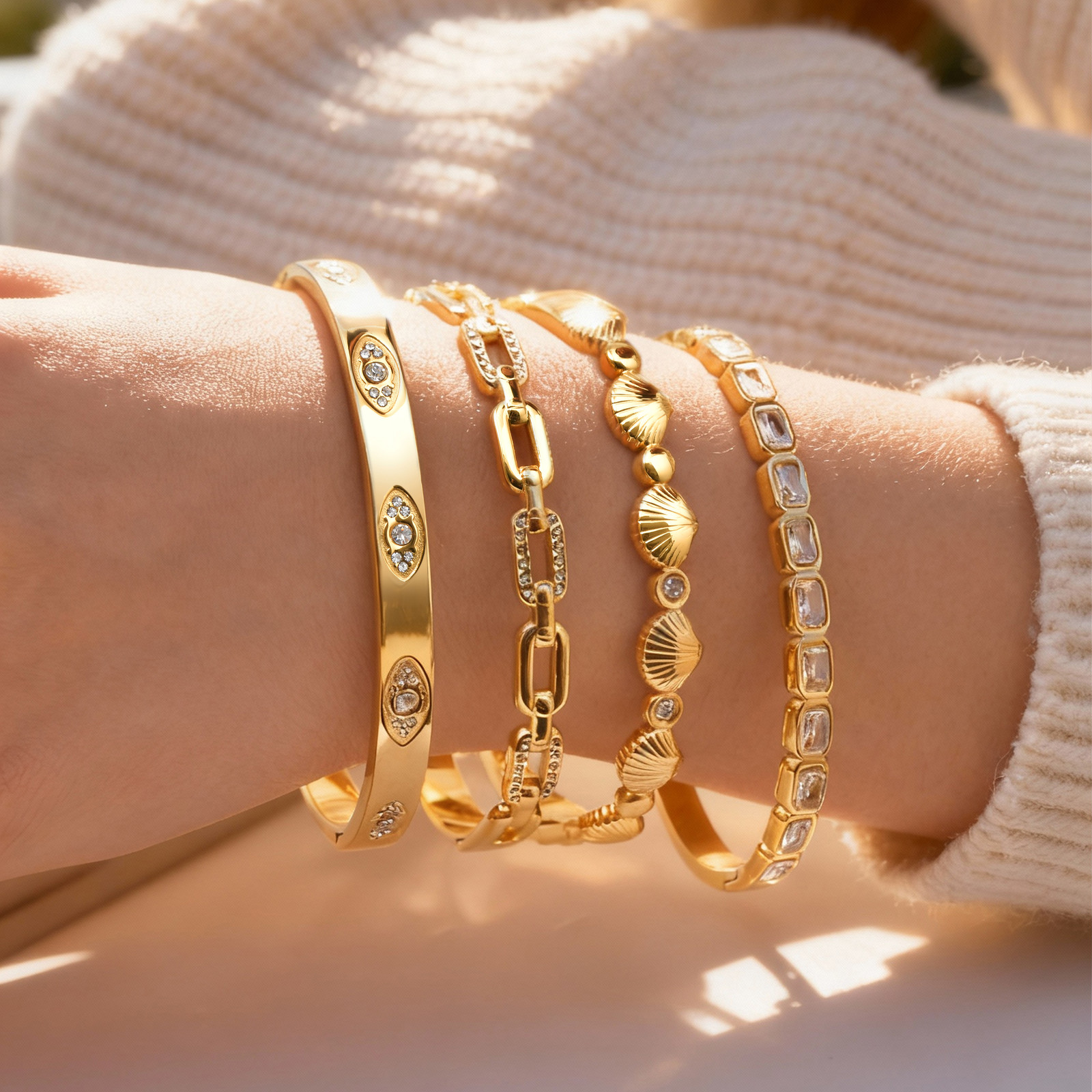กำไลทอง 14K ชุบทองสำหรับผู้หญิ - Evil Eye Bracelet บทวิจารณ์และราคา